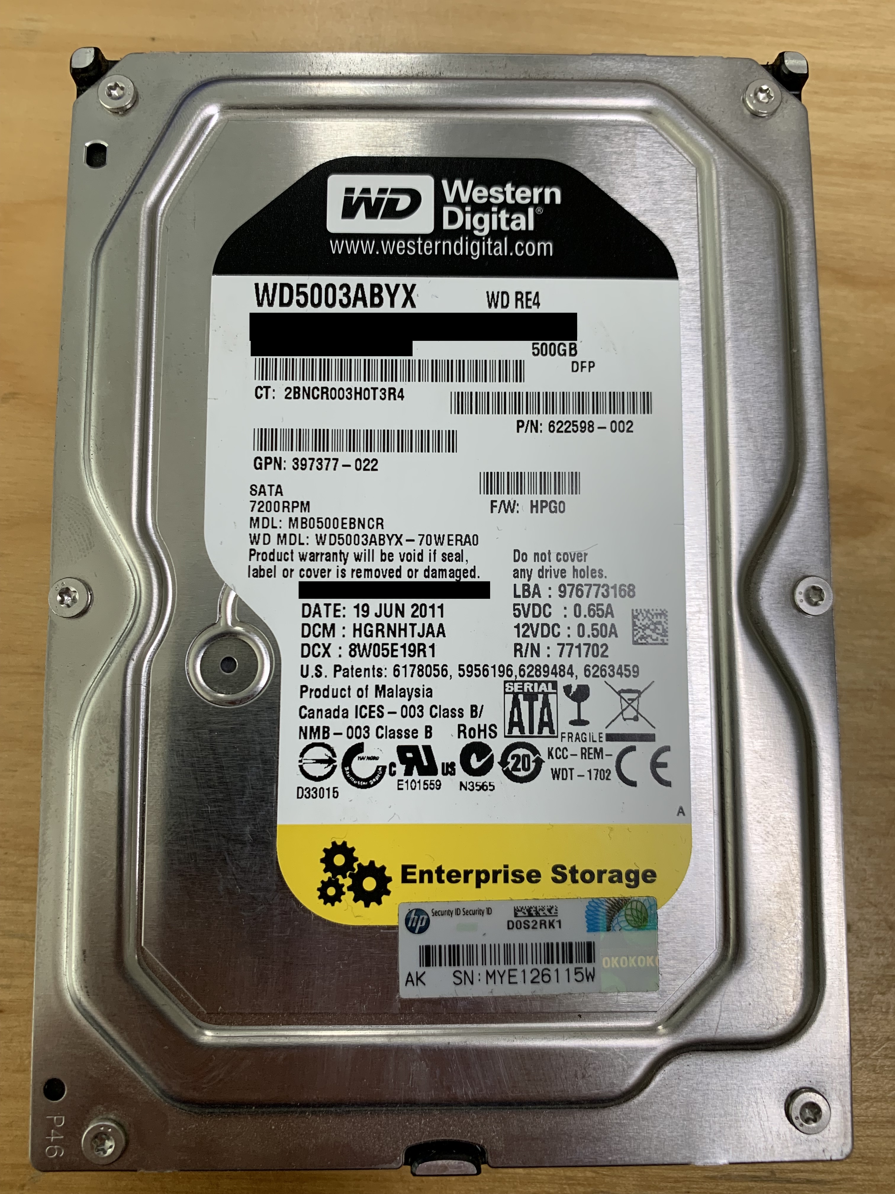 Western Digital RE4 500GB (WD5003ABYX-001CA0)