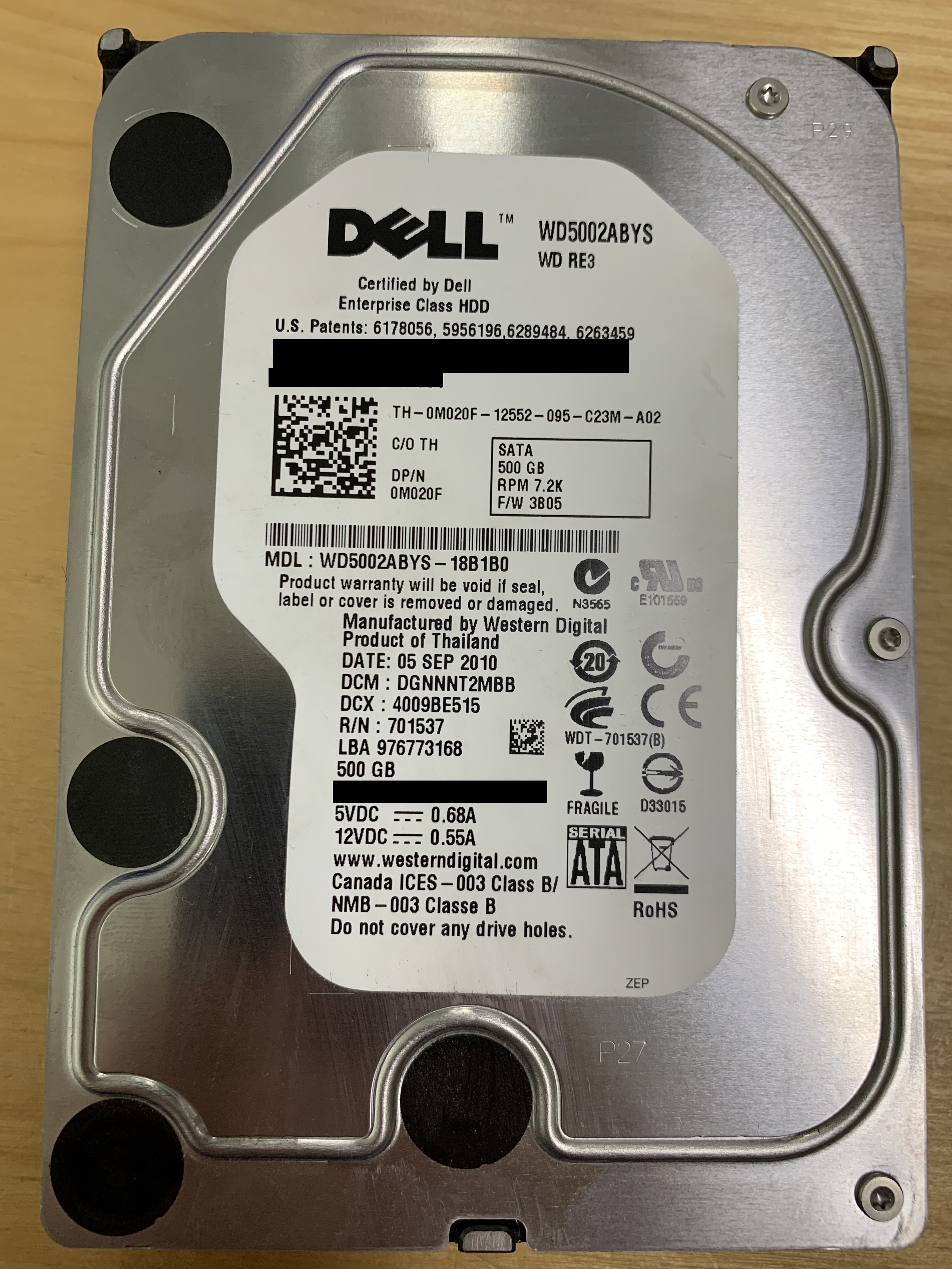 Dell 500GB (Western Digital WD5002ABYS)