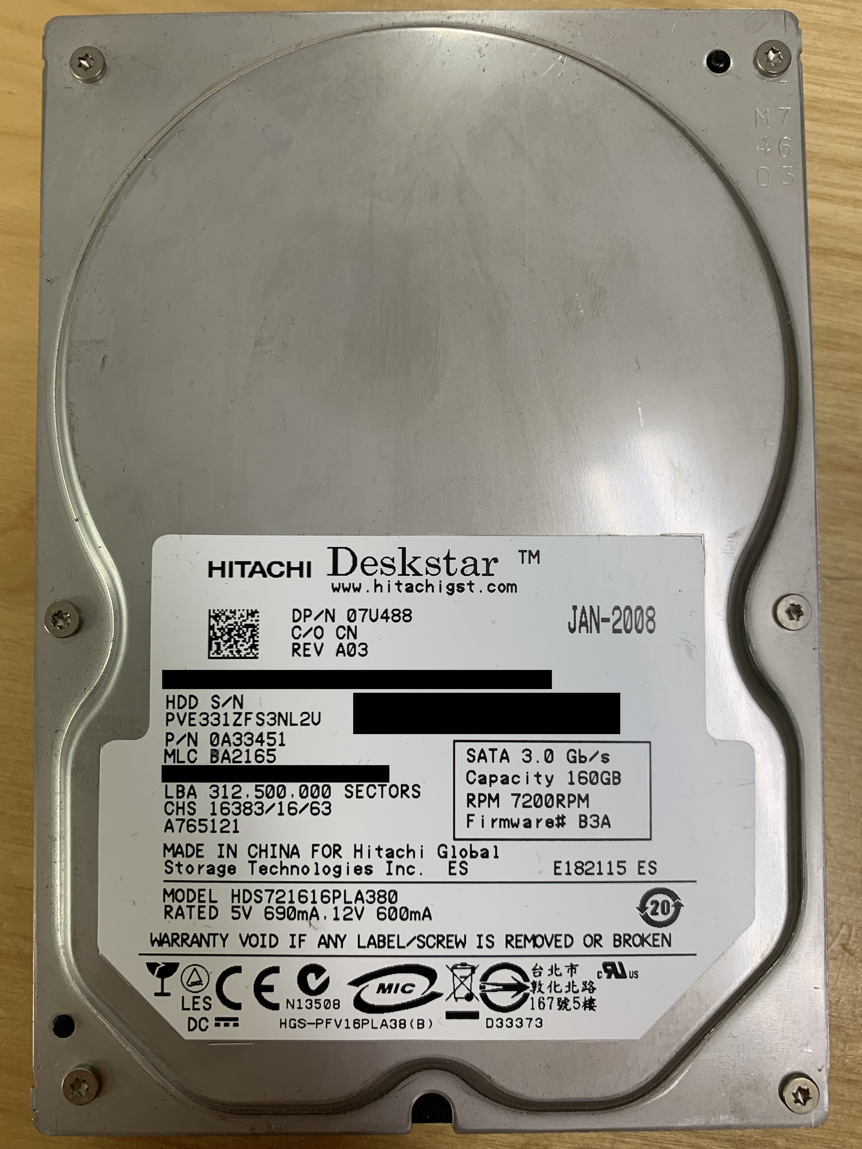 Hitachi 160GB (HDS721616PLA380)